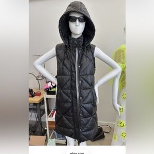 New w/tags Bod&Christensen Sorona aura women Blk leather Hooded Puffer Vest SM